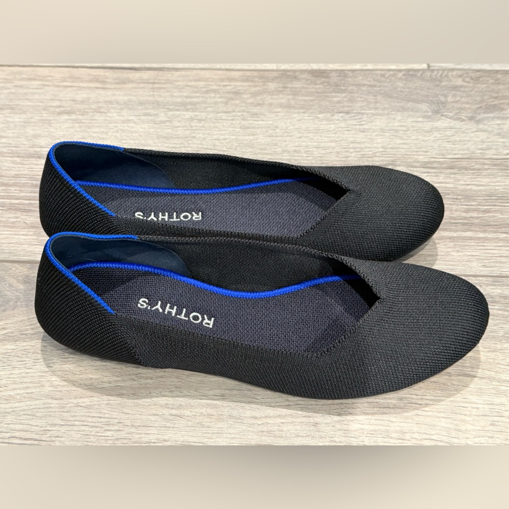 Rothy’s The Flat ballet slip on shoe black size 10
